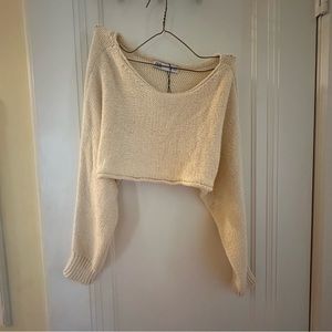 Zara Cropped Crew Neck Knit Sweater